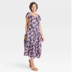 Women's Flutter Short Sleeve A-Line Dress-Knox Rose Navy Floral XS, XXL, L NWT 5